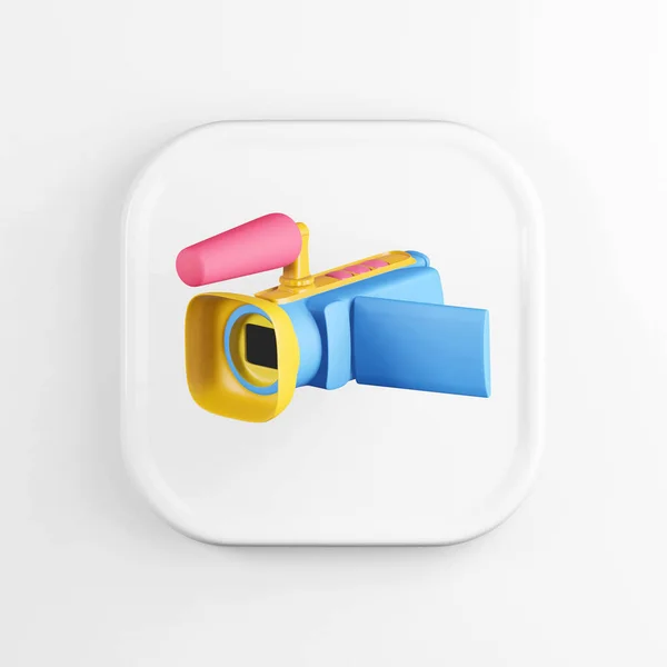 Multicolored Digital Video Camera Icon Rendering White Square Button Key — Stock Photo, Image