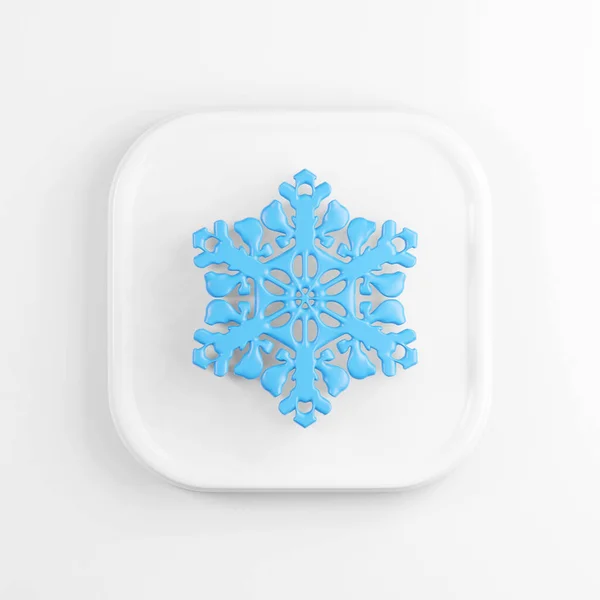 Blue Snowflake Icon Rendering White Square Button Key Interface Element — Stock Photo, Image