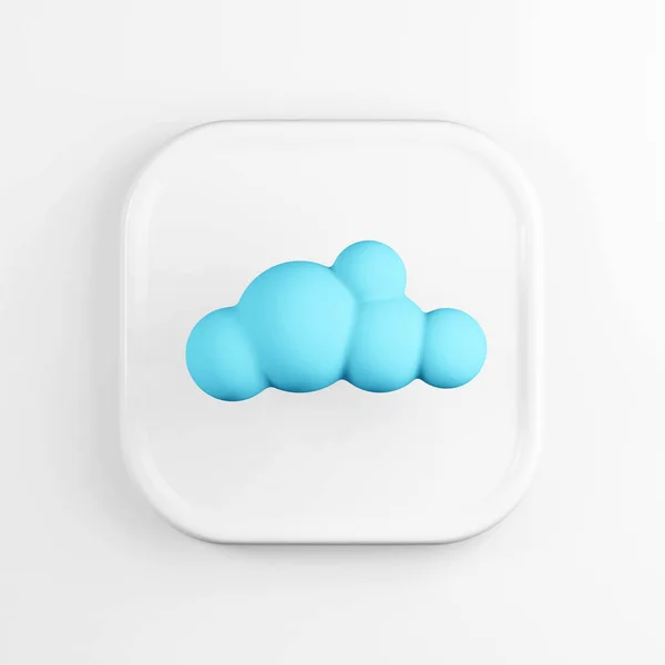 Blue Cloud Icon Rendering White Square Key Button Interface Element — Stock Photo, Image