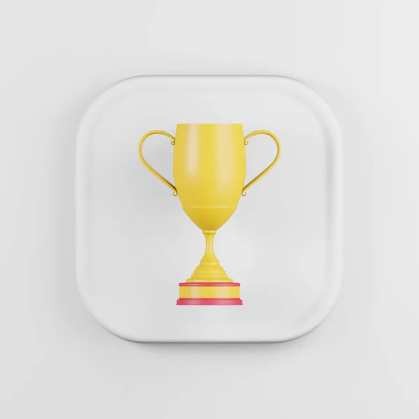 Winner Cup Yellow Icon Rendering White Square Button Key Interface — Stock Photo, Image