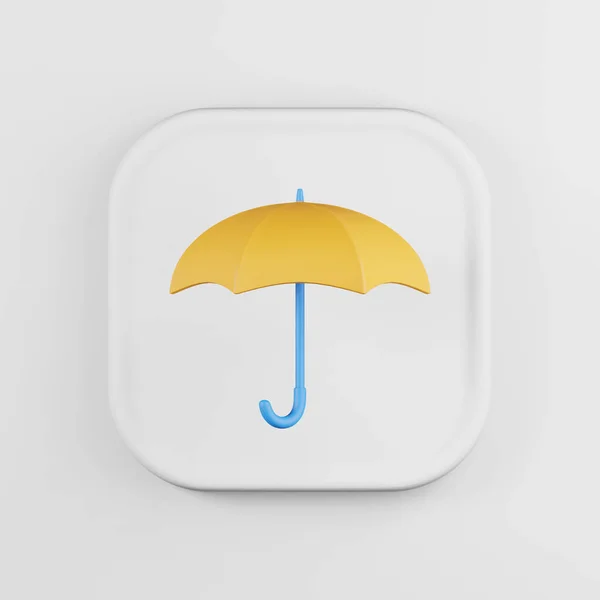 Yellow Umbrella Icon Rendering White Square Button Key Interface Element — Stock Photo, Image