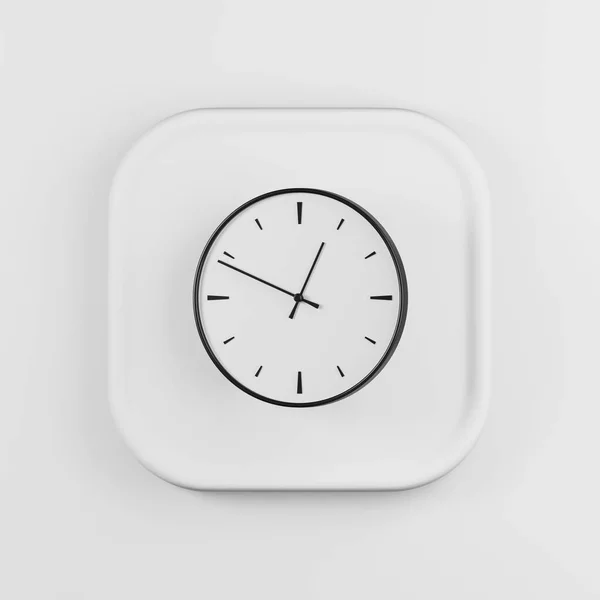 Icono Reloj Pared Redonda Renderizado Tecla Botón Cuadrado Blanco Elemento —  Fotos de Stock