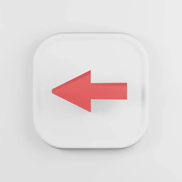 Ícone Seta Esquerda Estilo Cartoon Renderização Botão Chave Quadrado Branco — Fotografia de Stock