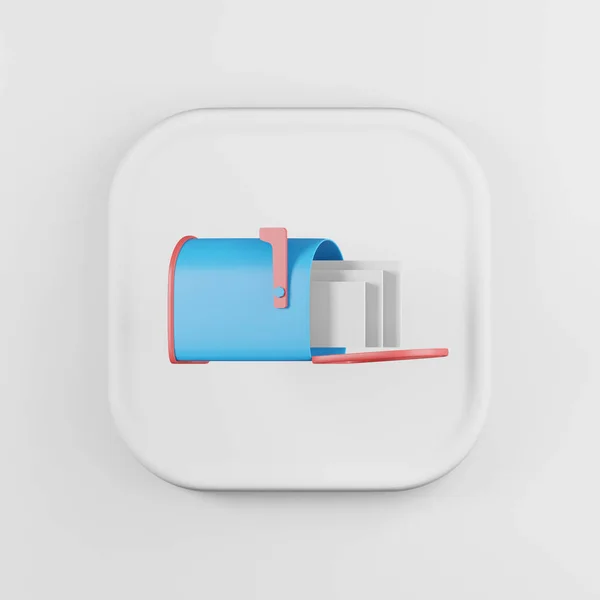 Blue Mailbox Icon Letters Cartoon Style Rendering White Square Key — Stock Photo, Image