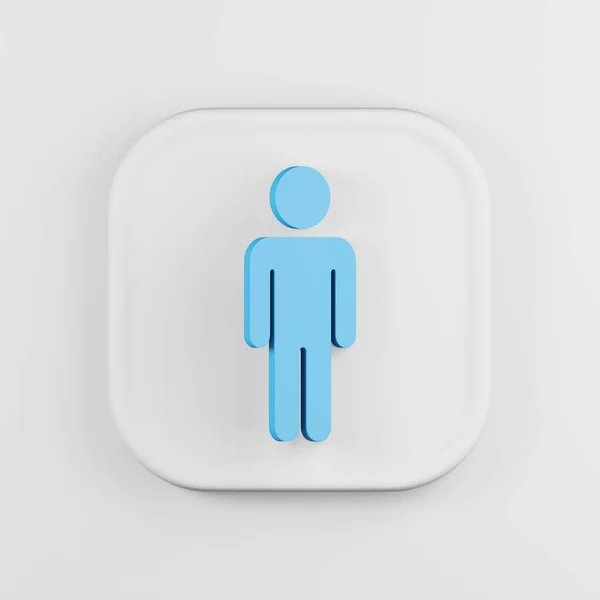 Esboço Plano Minimalista Ícone Homem Azul Renderização Botão Chave Quadrado — Fotografia de Stock
