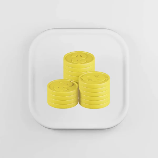 Ícone Moedas Dobradas Amarelas Estilo Cartoon Renderização Chave Botão Quadrado — Fotografia de Stock
