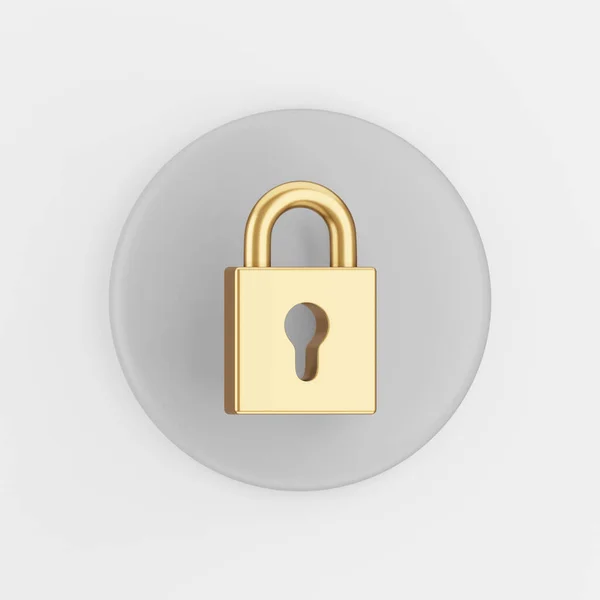 Golden Closed Padlock Icon Rendering Gray Key Button Interface Element — Stock Photo, Image