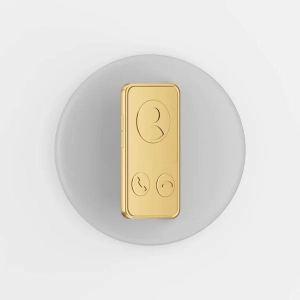 Golden Smartphone Icon Rendering Gray Key Button Interface Element — Stock Photo, Image