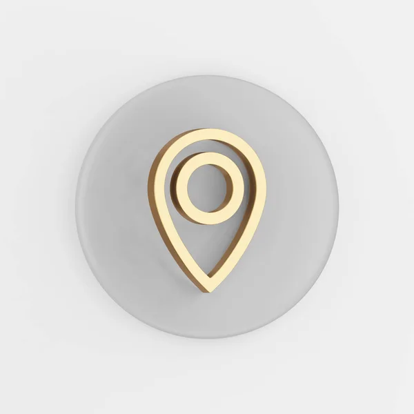 Location Gold Symbol Linear Outline Icon Rendering Gray Key Button — Stock Photo, Image