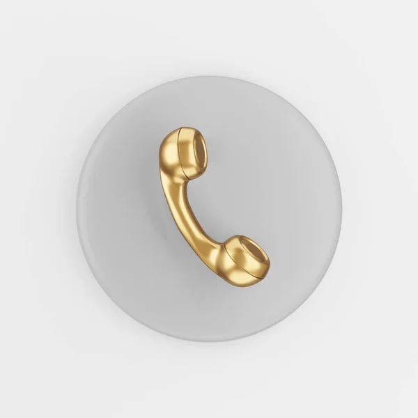 Gouden Vintage Telefoon Handset Pictogram Rendering Grijs Ronde Toets Interface — Stockfoto