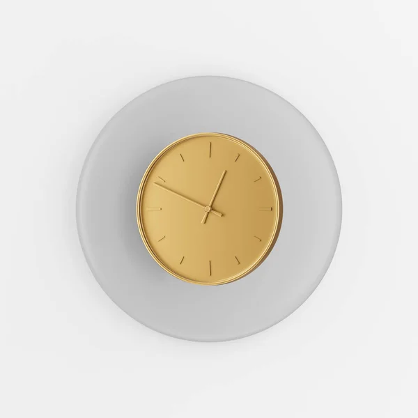 Gouden Muur Rond Klok Pictogram Rendering Grijs Ronde Toets Interface — Stockfoto