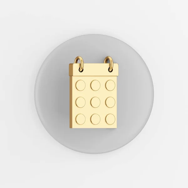 Goldenes Symbol Für Rundes Datum Kalender Rendering Grau Runde Taste — Stockfoto