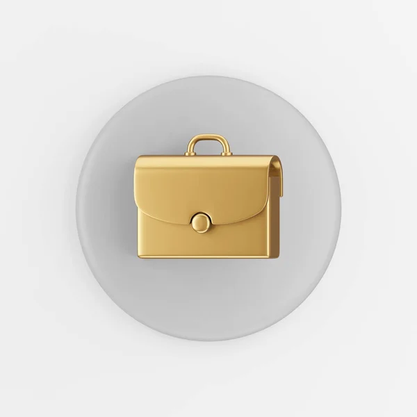 Ícone Pasta Dourada Renderização Cinza Botão Chave Redonda Interface Elemento — Fotografia de Stock
