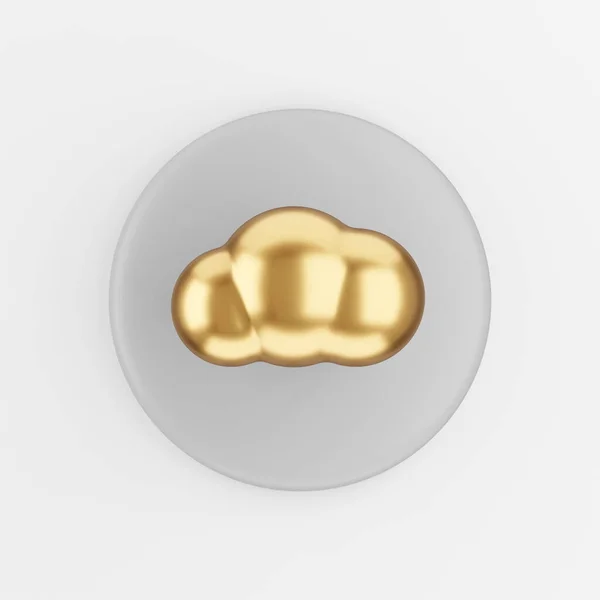 Gold Cloud Icon Cartoon Style Rendering Gray Key Button Interface — Stock Photo, Image