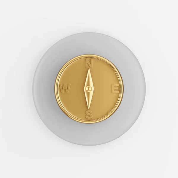 Золотий Магнітний Компас Значок Візуалізація Сірої Круглої Кнопки Елемент Інтерфейсу — стокове фото