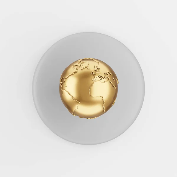 Ikona Zlatého Glóbu Kresleném Stylu Vykreslování Šedého Tlačítka Rozhraní Element — Stock fotografie