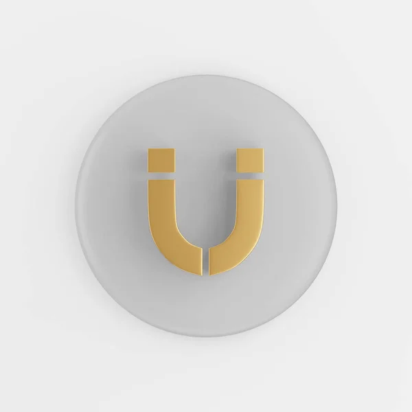 Golden Horseshoe Magnet Icon Flat Style Rendering Gray Button Key — Stock Photo, Image