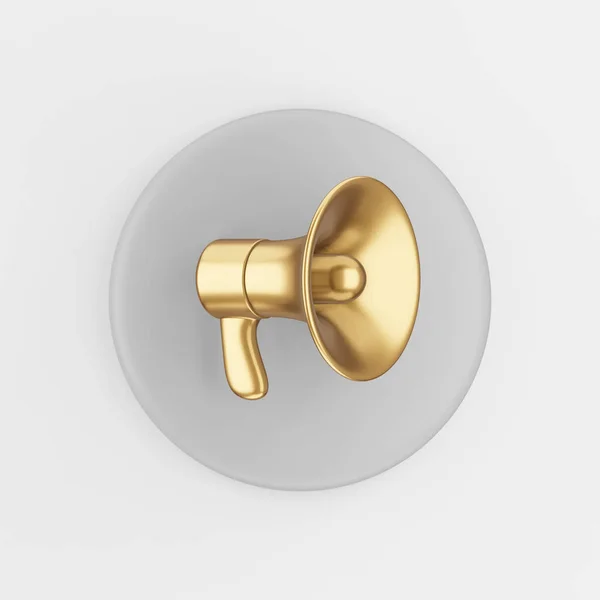 Golden Megaphone Icon Cartoon Style Rendering Gray Button Key Interface — Stock Photo, Image