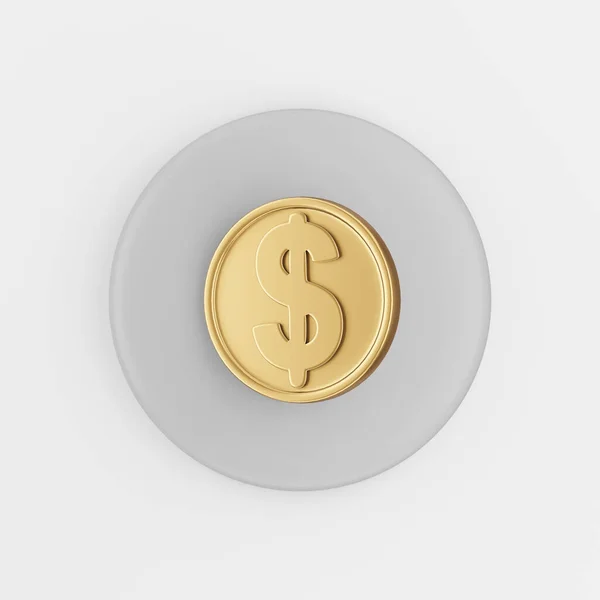 Dollar Gold Coin Icon Cartoon Style Rendering Gray Button Key — Stock Photo, Image