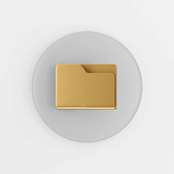 Gold Folder Icon Flat Style Rendering Gray Button Key Interface — Stock Photo, Image