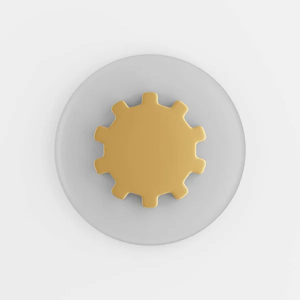 Ícone Engrenagem Ouro Estilo Plano Renderização Cinza Botão Redondo Chave — Fotografia de Stock