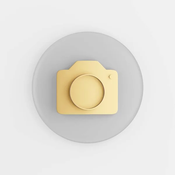 Goldene Fotokamera Ikone Flachen Stil Rendering Grau Runde Taste Schnittstelle — Stockfoto