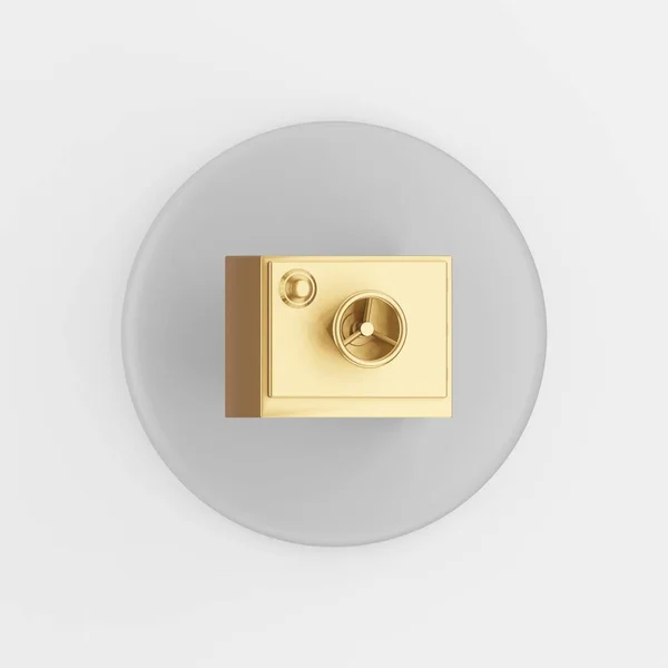 Icono Oro Seguro Renderizado Gris Botón Tecla Redonda Interfaz Elemento — Foto de Stock