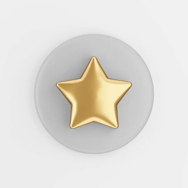 Ícone Estrela Ouro Estilo Cartoon Renderização Cinza Botão Chave Redonda — Fotografia de Stock