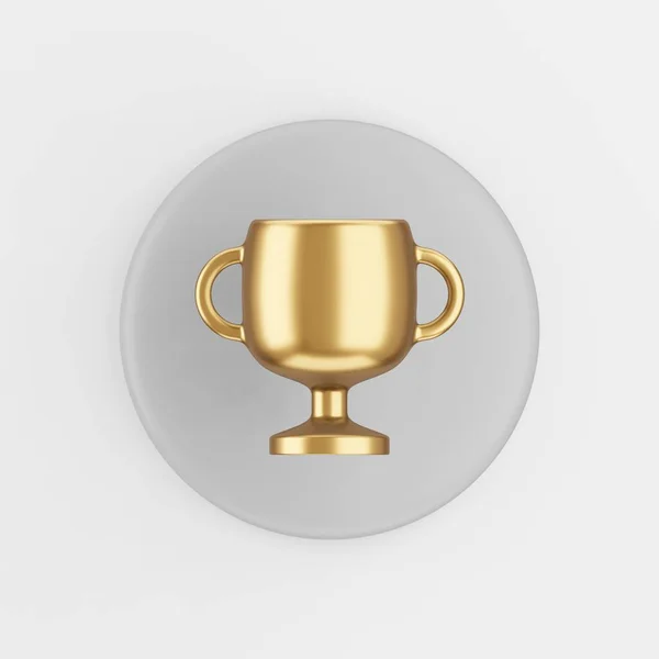Winnaar Gouden Beker Icoon Rendering Ronde Grijze Toets Interface Element — Stockfoto