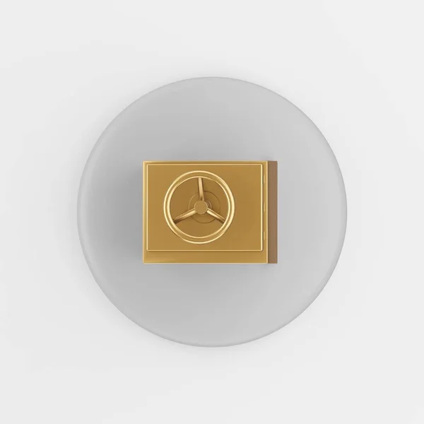 Gold Safe Icon Rendering Gray Key Button Interface Element — Stock Photo, Image