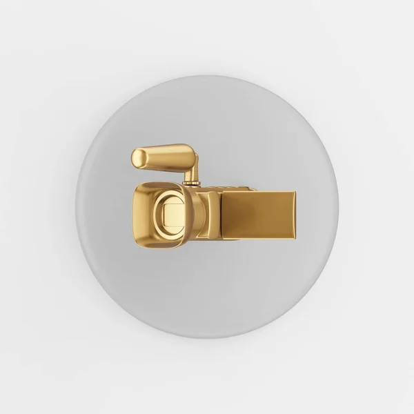 Gold Digital Video Camera Icon Rendering Gray Key Button Interface — Stock Photo, Image