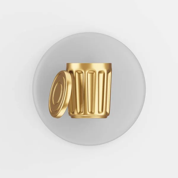 Gold Trash Can Icon Lid Rendering Gray Key Button Interface — Stock Photo, Image