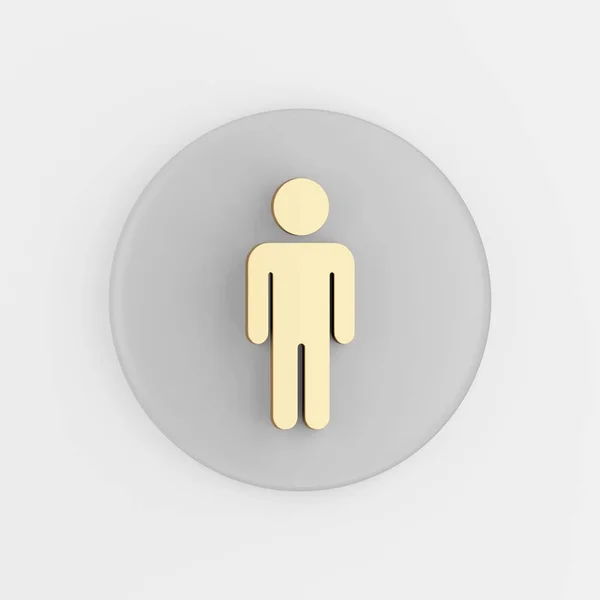 Esboço Plano Minimalista Ícone Homem Dourado Renderização Botão Chave Cinza — Fotografia de Stock