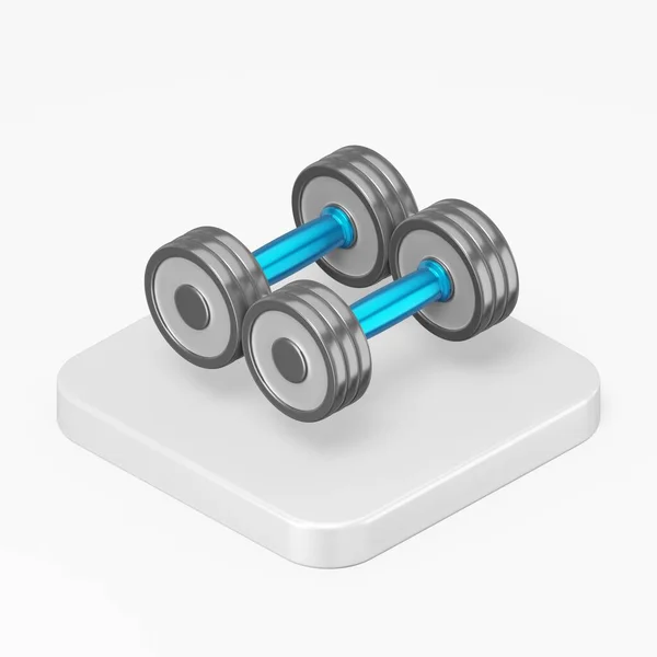 Dumbbell Icon Rendering Square Button Key Isometric View Interface Element — Stock Photo, Image