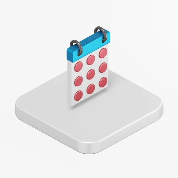 Date Calendar Icon Rendering Square Button Key Isometric View Interface — Stock Photo, Image