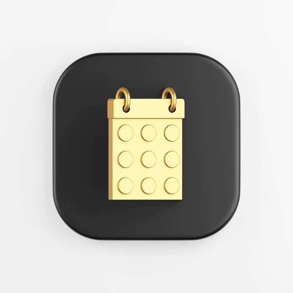 Date Calendar Golden Icon Rendering Black Square Key Button Interface — ストック写真