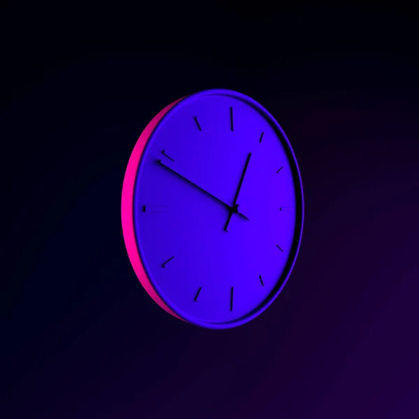 Neon Ikone Rund Die Uhr Der Wand Rendering Interface Element — Stockfoto