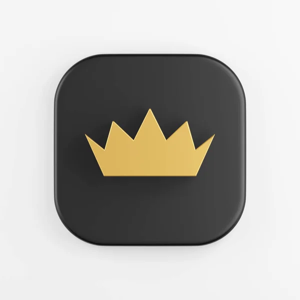 Gouden Platte Kroon Pictogram Weergave Van Zwarte Vierkante Toets Interface — Stockfoto