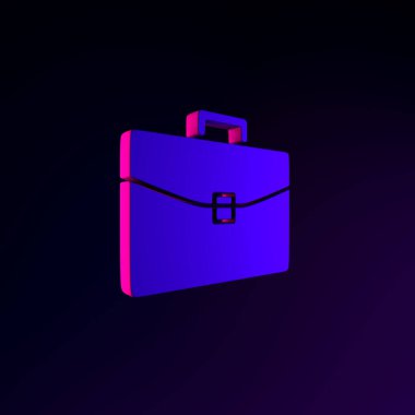 İş çantası neon ikonu. 3 boyutlu ui ux arayüz ögesi oluşturuluyor. Koyu parlak sembol