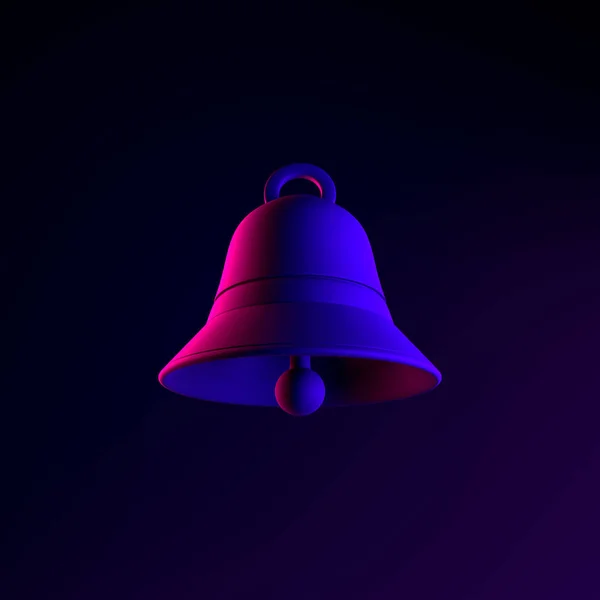 Bell Neon Icoon Rendering Interface Element Donker Gloeiend Symbool — Stockfoto