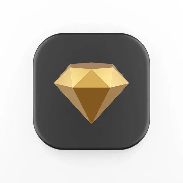 Zlatá Ikona Diamantu Vykreslování Černého Čtvercového Tlačítka Rozhraní Element — Stock fotografie