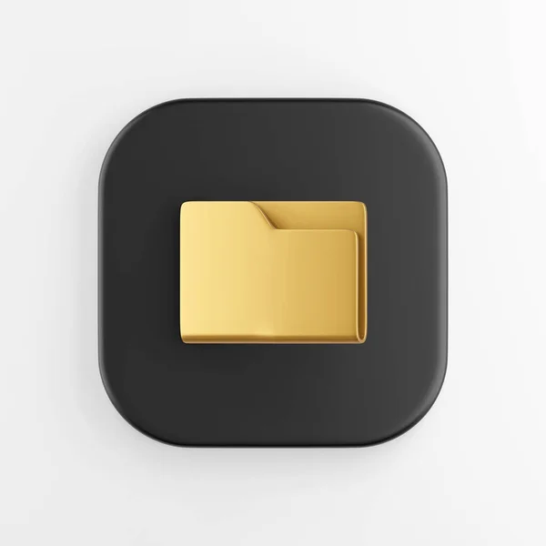 Golden Folder Icon Rendering Black Square Button Interface Element — Stock Photo, Image