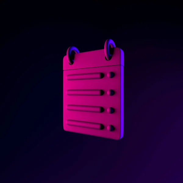 Calendar neon straight line icon. 3d rendering ui ux interface element. Dark glowing symbol