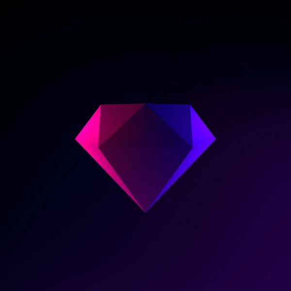 Neon Diamant Icoon Rendering Interface Element Donker Gloeiend Symbool — Stockfoto