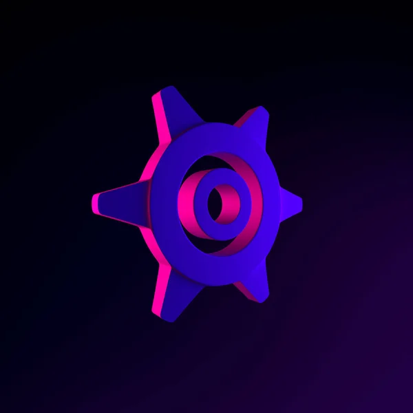 Gear Neon Icon Cartoon Style Рендеринг Интерфейса Элемент Тёмный Светящийся — стоковое фото