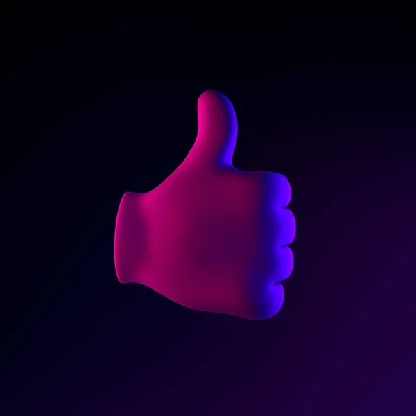 Handfläche Mit Hochgezogenem Neon Symbol Rendering Interface Element Dunkel Leuchtendes — Stockfoto