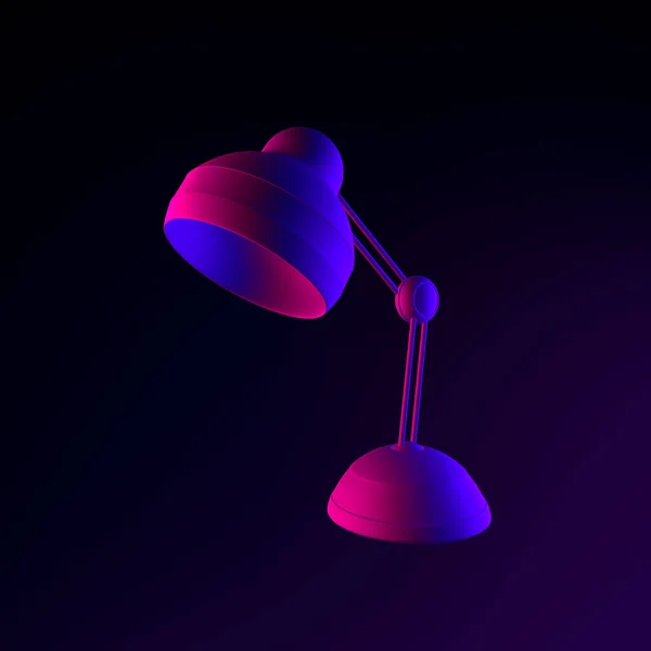 Neon table lamp icon. 3d rendering ui ux interface element. Dark glowing symbol