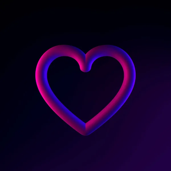 Contour Line Neon Heart Icon Rendering Interface Element Dark Glowing — Fotografia de Stock