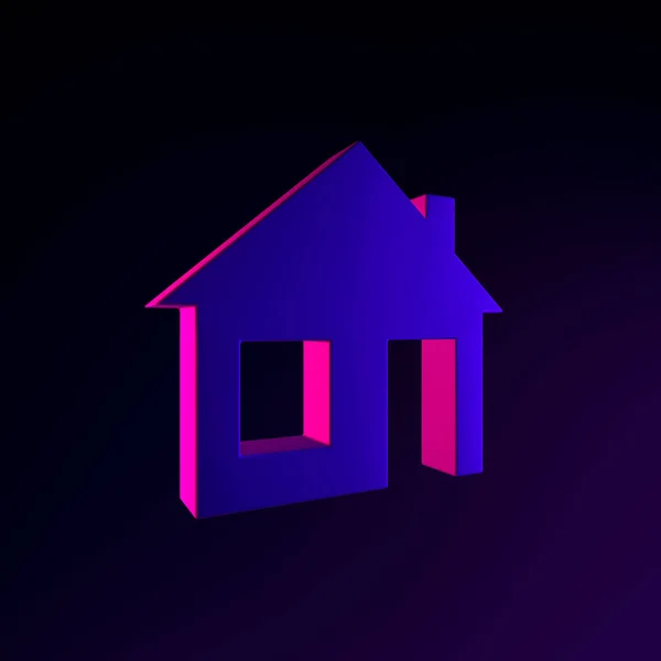 Neon Flat House Icon Rendering Interface Element Dark Glowing Symbol — Stock Photo, Image