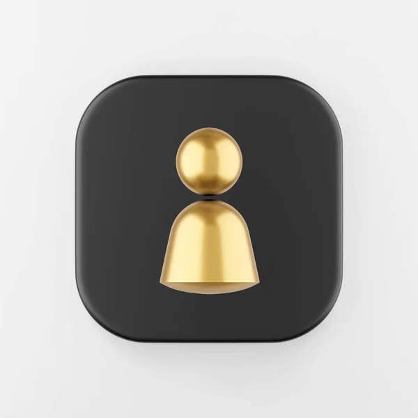 Person Golden Symbol Icon Rendering Black Square Key Button Interface — Stock Photo, Image